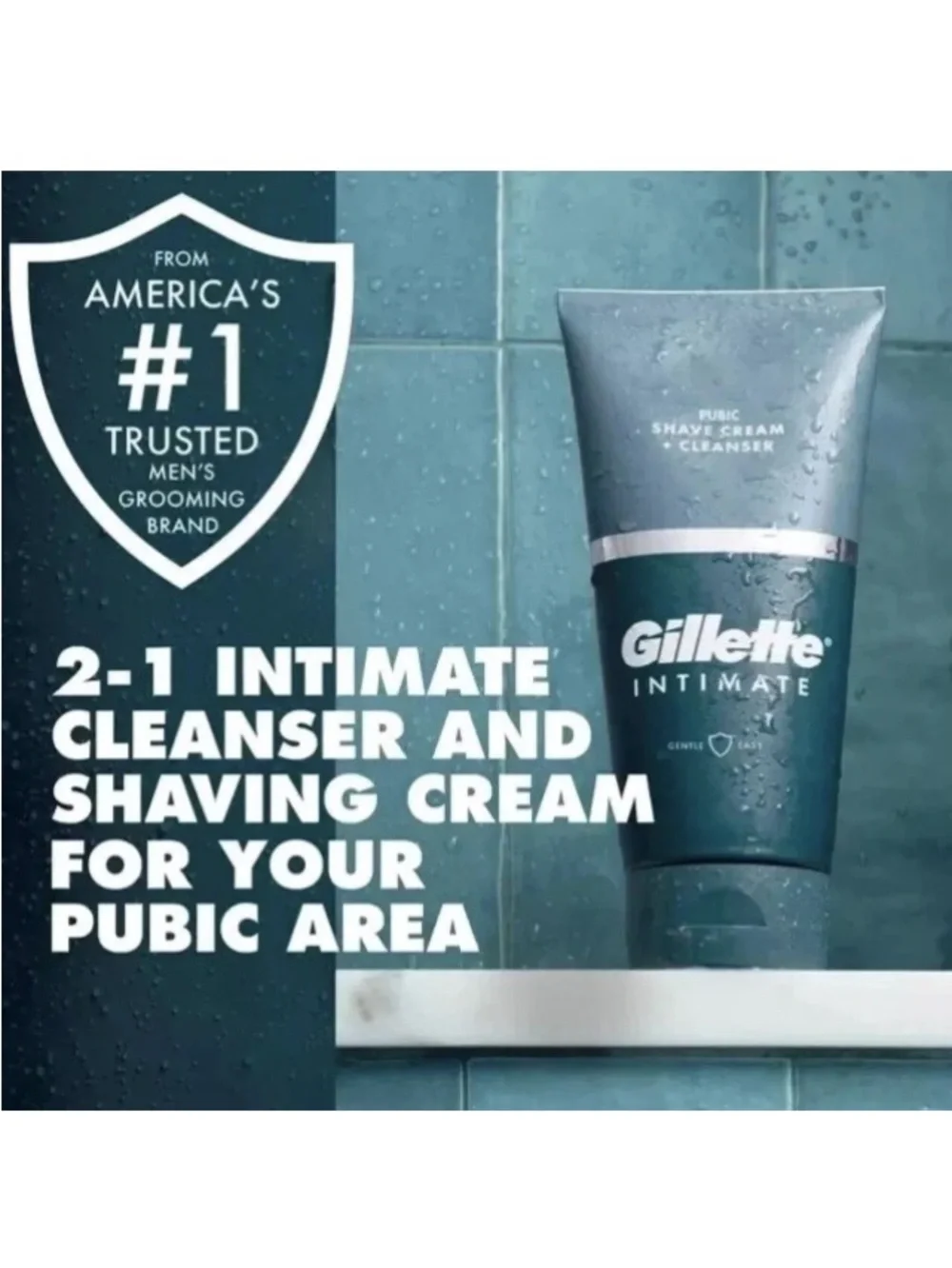 Gillette Male Intimate 2-in-1 Pubic Shave Cream &Cleanser Reduces Irritation New